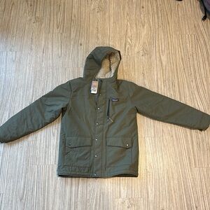 NEW Patagonia Boys’ Infurno Jacket- Industrial Green w/ Corlander Brown